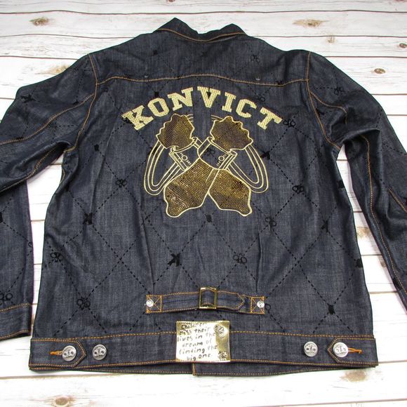 Konvict Other - Akon Konvict Bling Dark Wash Denim Jean Jacket XL